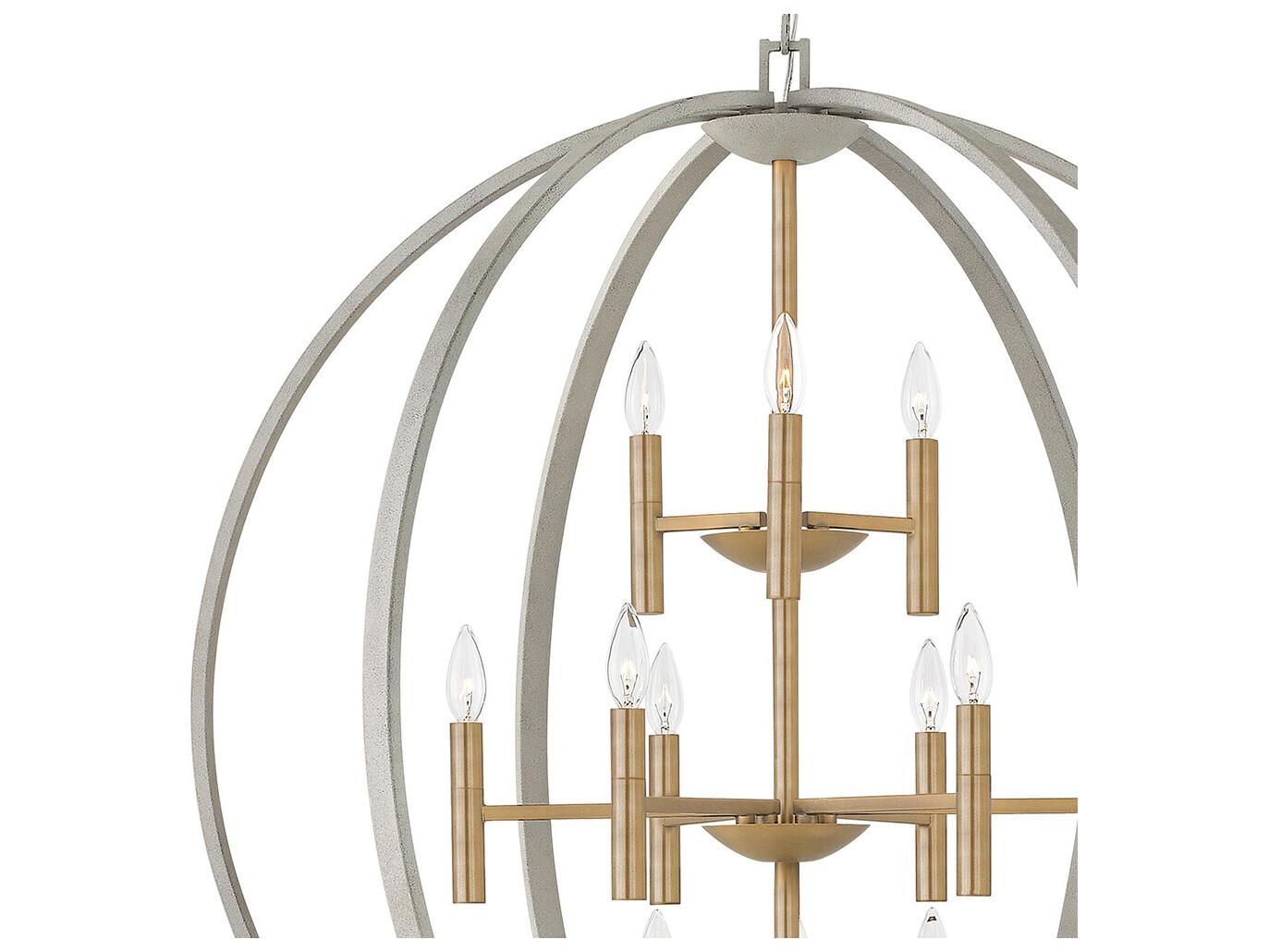 Hinkley Euclid 12-Light Cement Gray Candelabra Tiered Chandelier