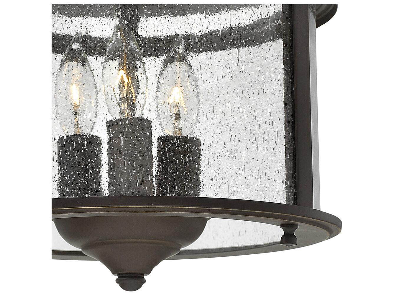 Hinkley Gentry 3-Light Olde Bronze Glass Cylinder Flush Mount