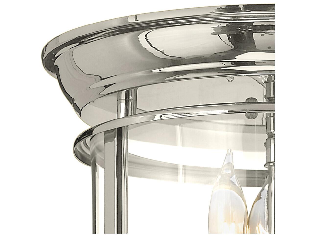 Hinkley Gentry 3-Light Polished Nickel Glass Cylinder Flush Mount