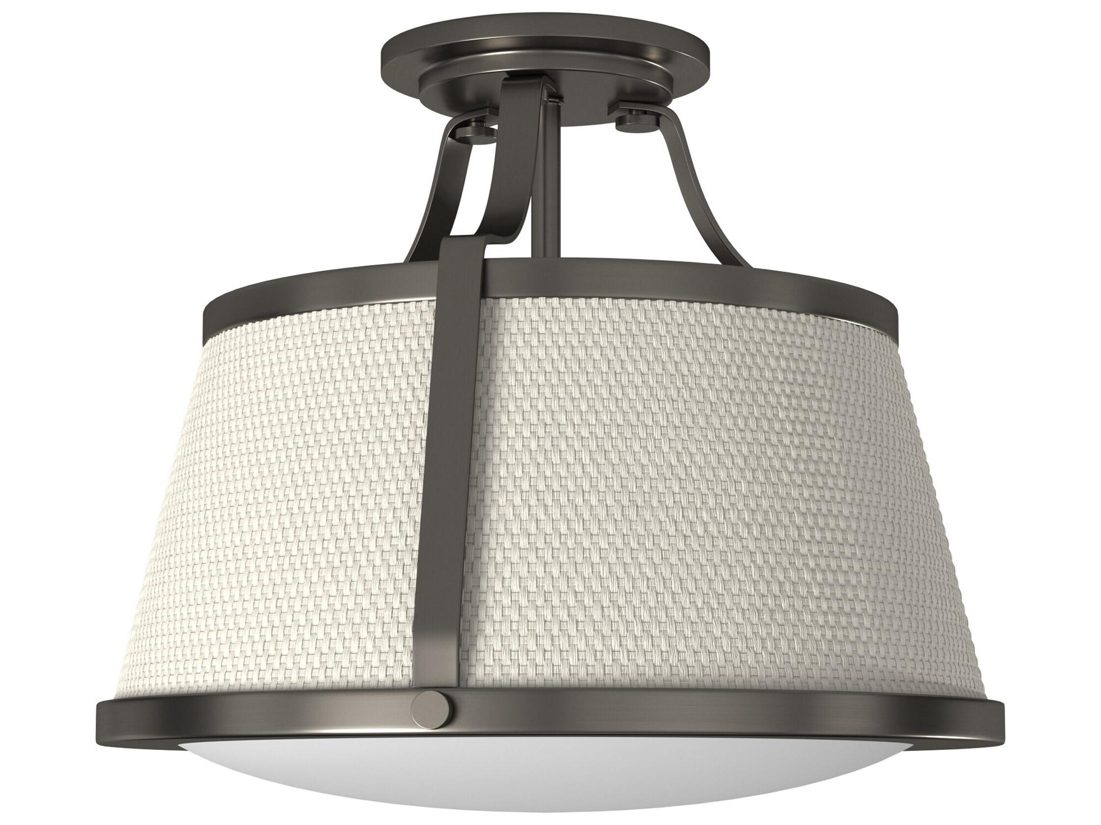 Hinkley Charlotte 1-Light Antique Nickel Glass Drum Semi Flush Mount