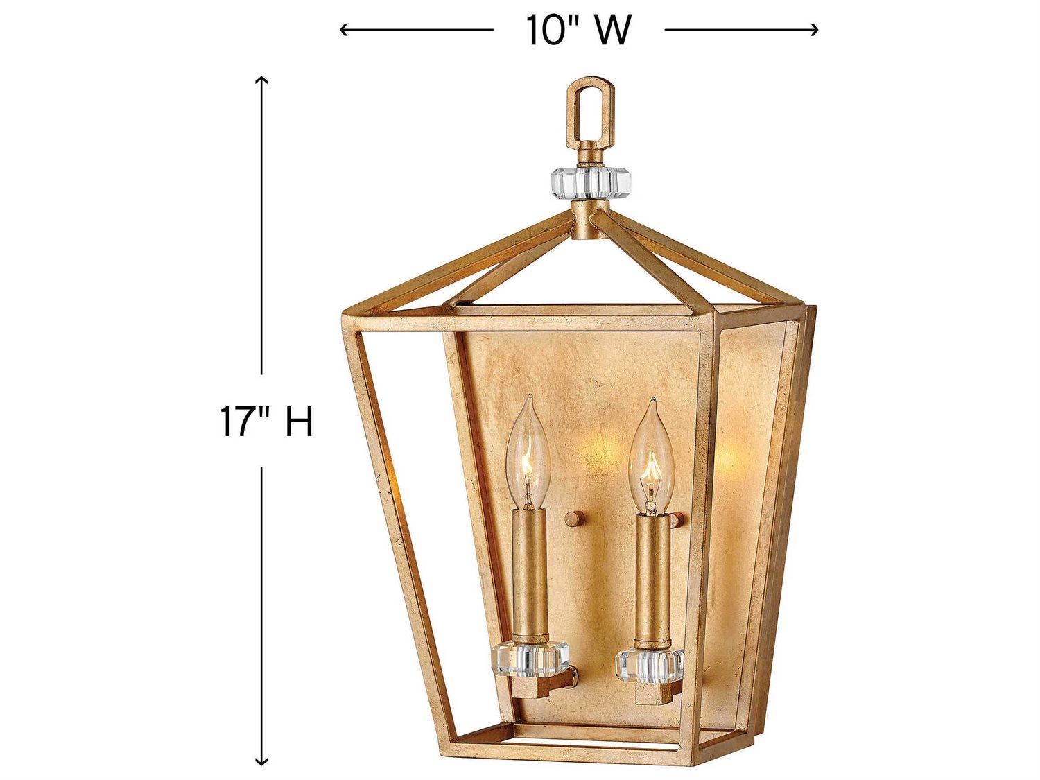 Hinkley Stinson 2-Light Distressed Brass Crystal Wall Sconce