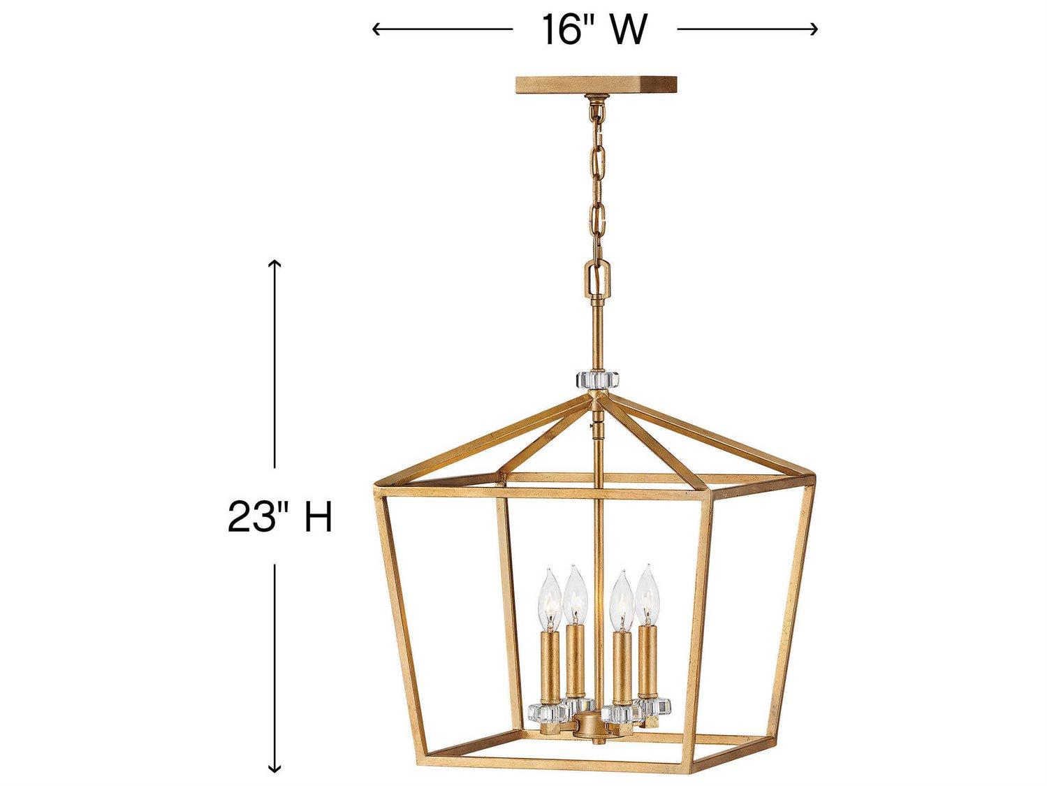 Hinkley Stinson 4-Light Distressed Brass Candelabra Chandelier