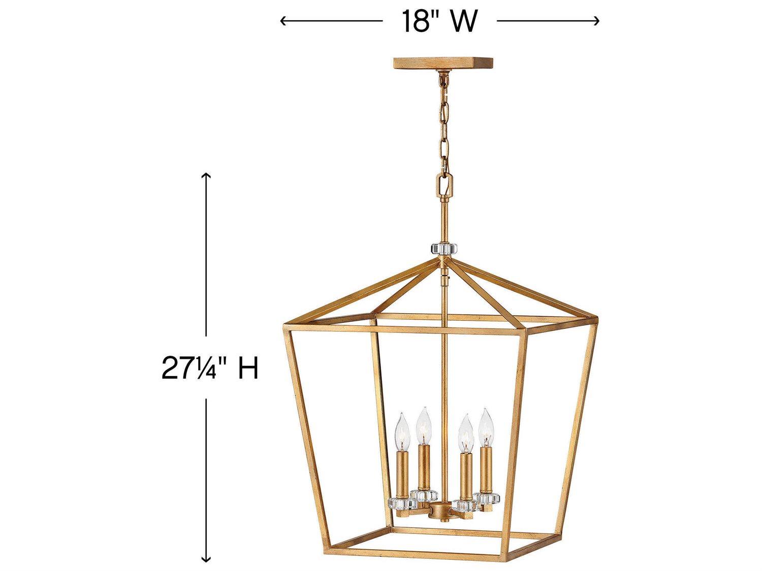 Hinkley Stinson 4-Light Distressed Brass Crystal Candelabra Chandelier