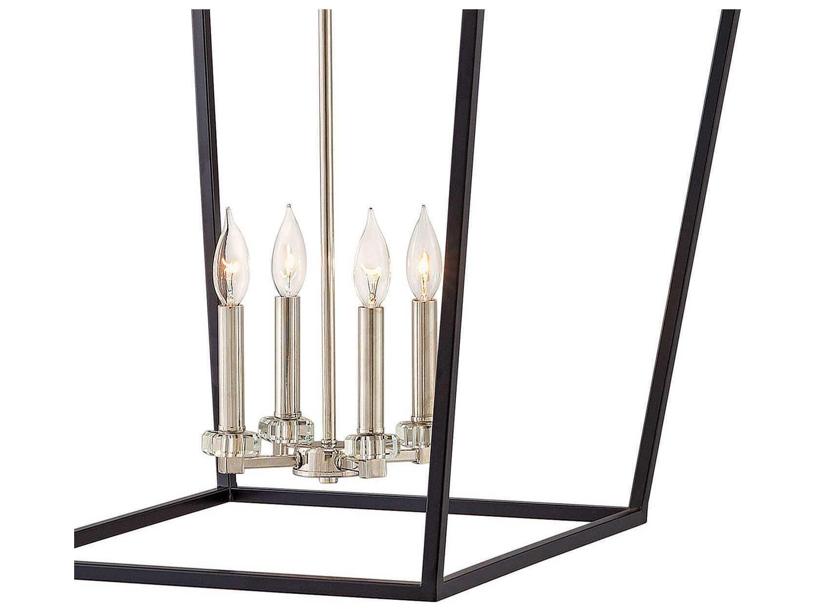 Hinkley Stinson 4-Light Black Nickel Crystal Candelabra Chandelier
