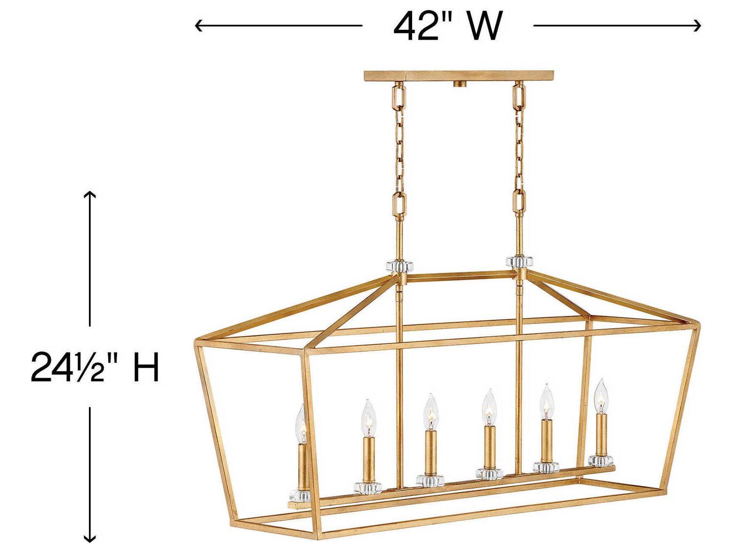 Hinkley Stinson 6-Light Distressed Brass Crystal Island Pendant