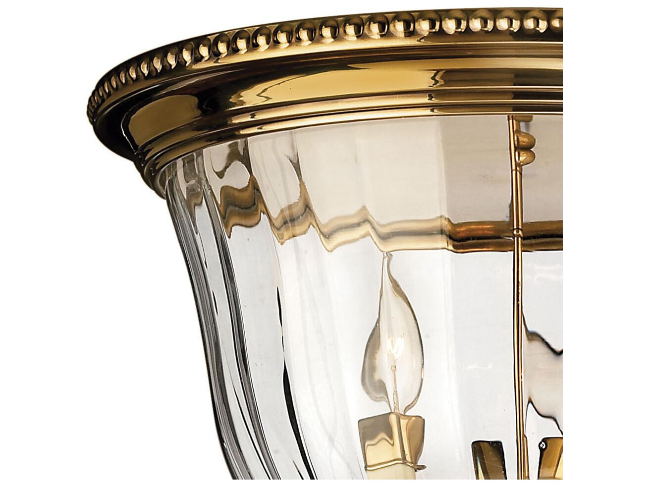 Hinkley Cambridge 3-Light Burnished Brass Glass Bell Flush Mount