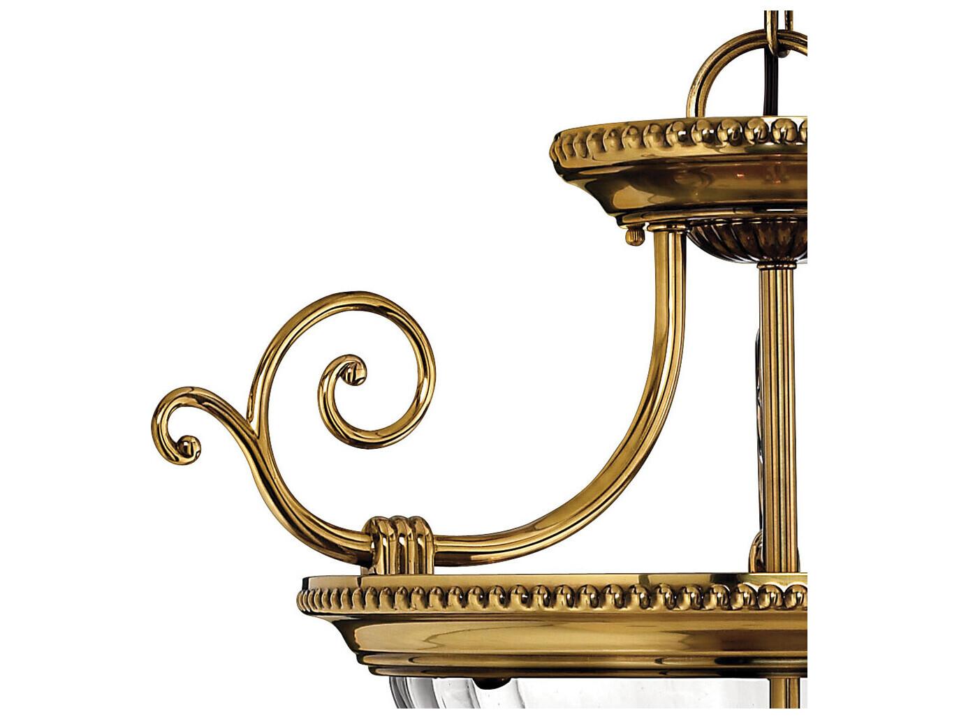 Hinkley Cambridge 3-Light Burnished Brass Glass Bell Candelabra Chandelier