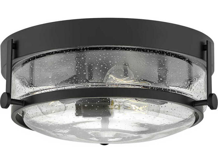 Hinkley Harper 3-Light Black Glass Round Flush Mount
