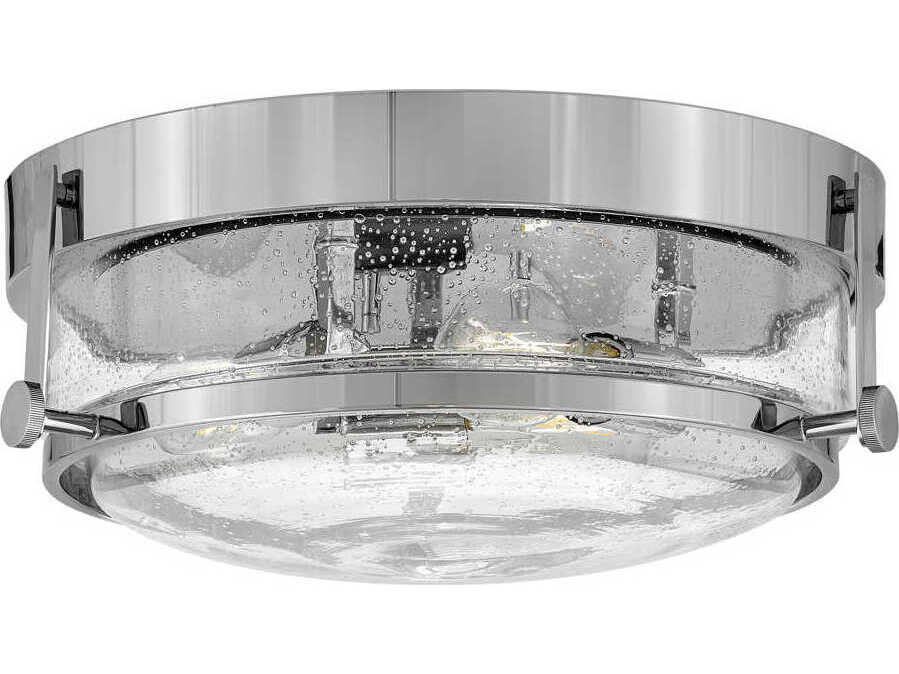 Hinkley Harper 3-Light Chrome Nickel Glass Round Flush Mount