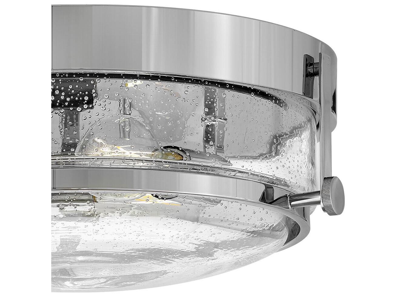 Hinkley Harper 3-Light Chrome Nickel Glass Round Flush Mount