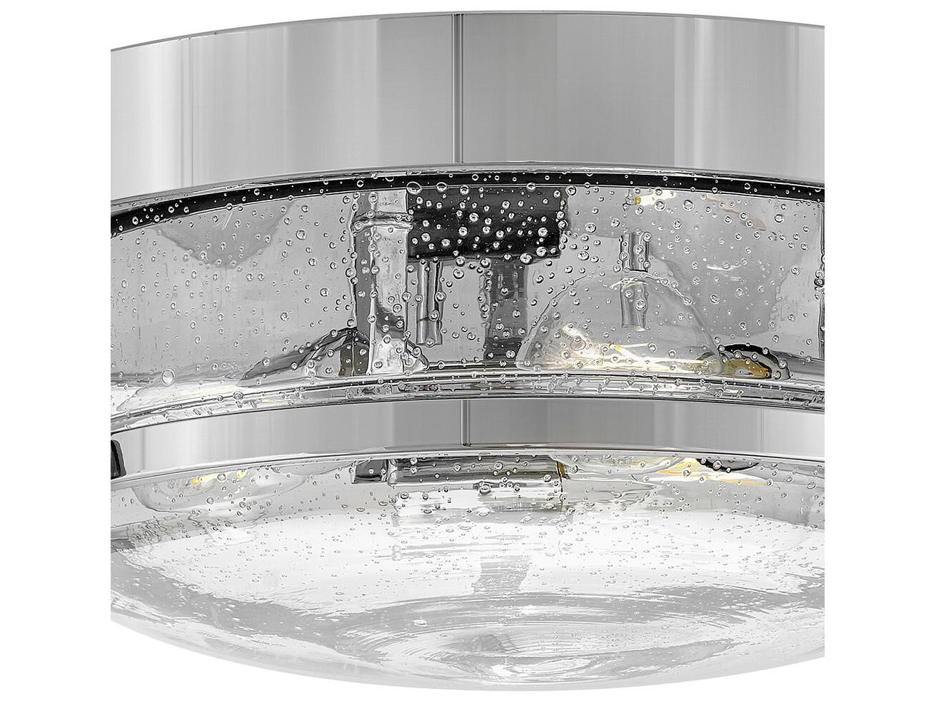 Hinkley Harper 3-Light Chrome Nickel Glass Round Flush Mount