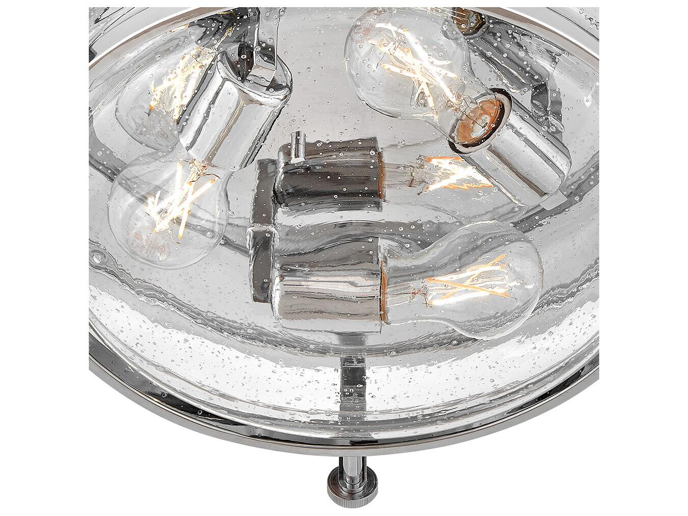 Hinkley Harper 3-Light Chrome Nickel Glass Round Flush Mount