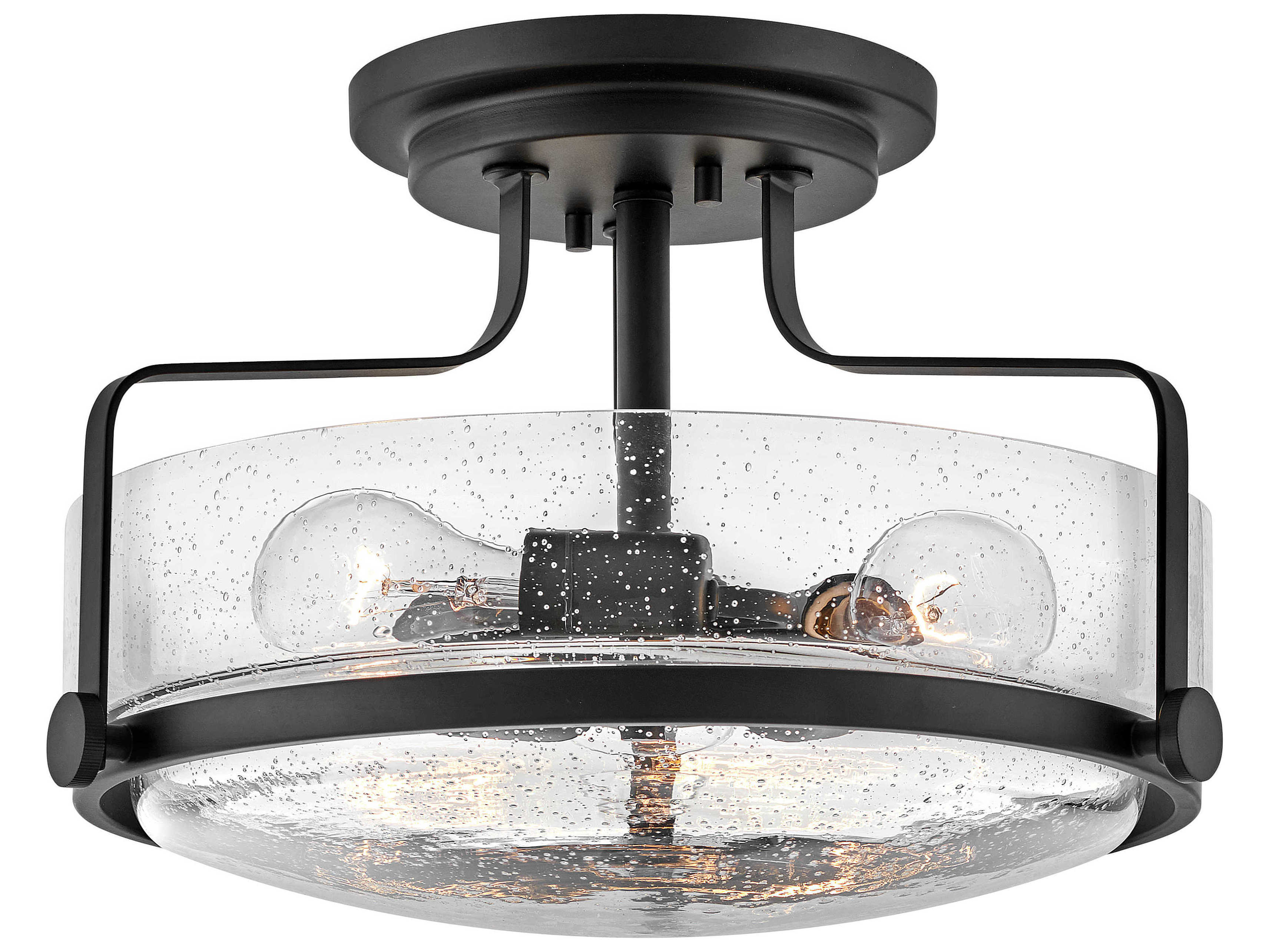Hinkley Harper 3-Light Black Glass Bowl Semi Flush Mount