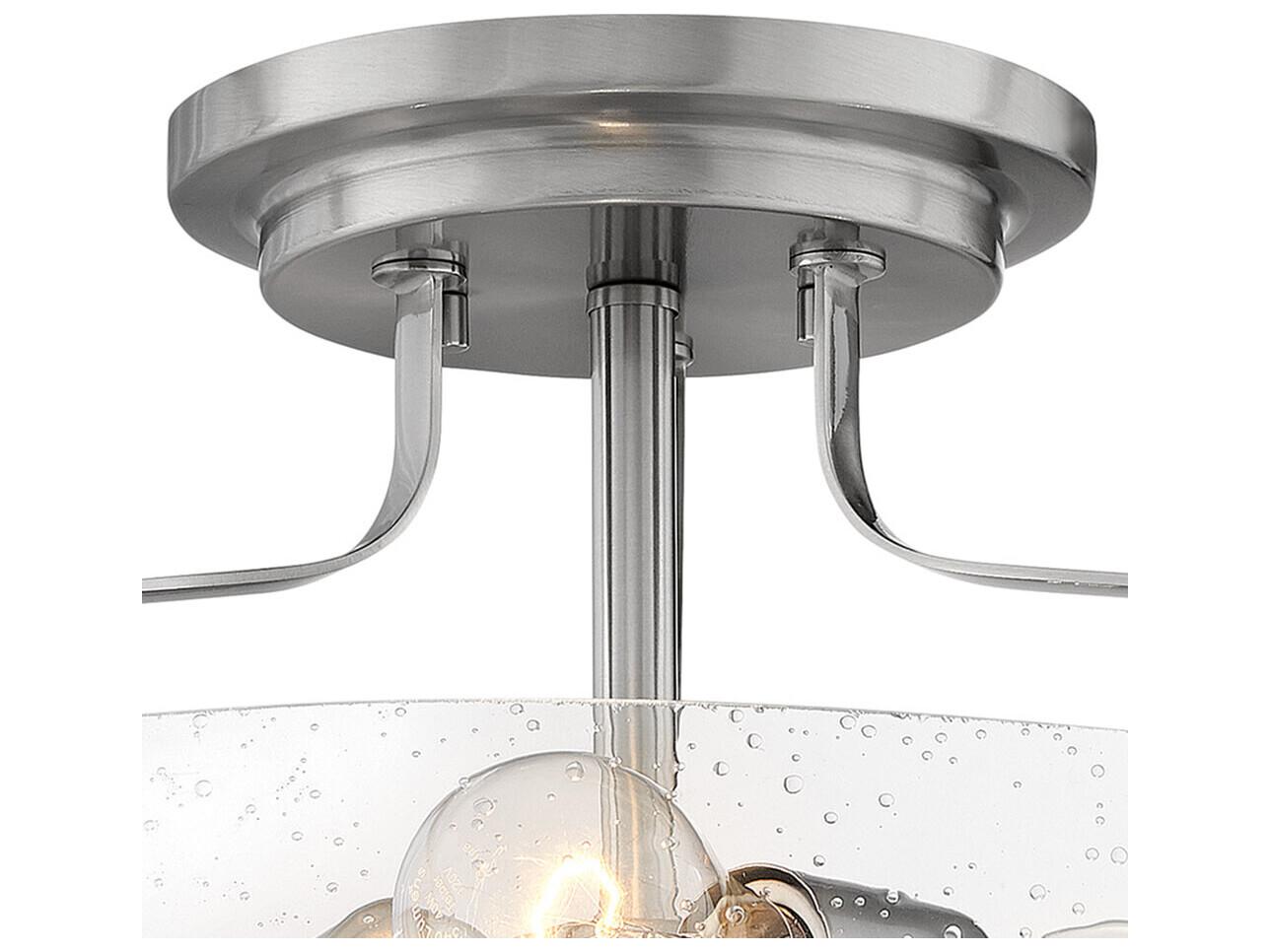 Hinkley Harper 3-Light Brushed Nickel Clear Glass Drum Semi Flush Mount