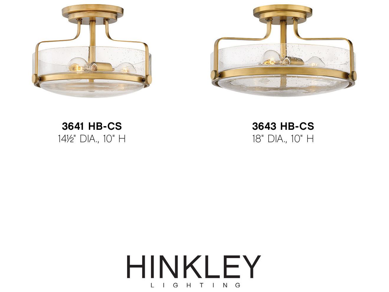 Hinkley Harper 3-Light Heritage Brass Clear Glass Drum Semi Flush Mount