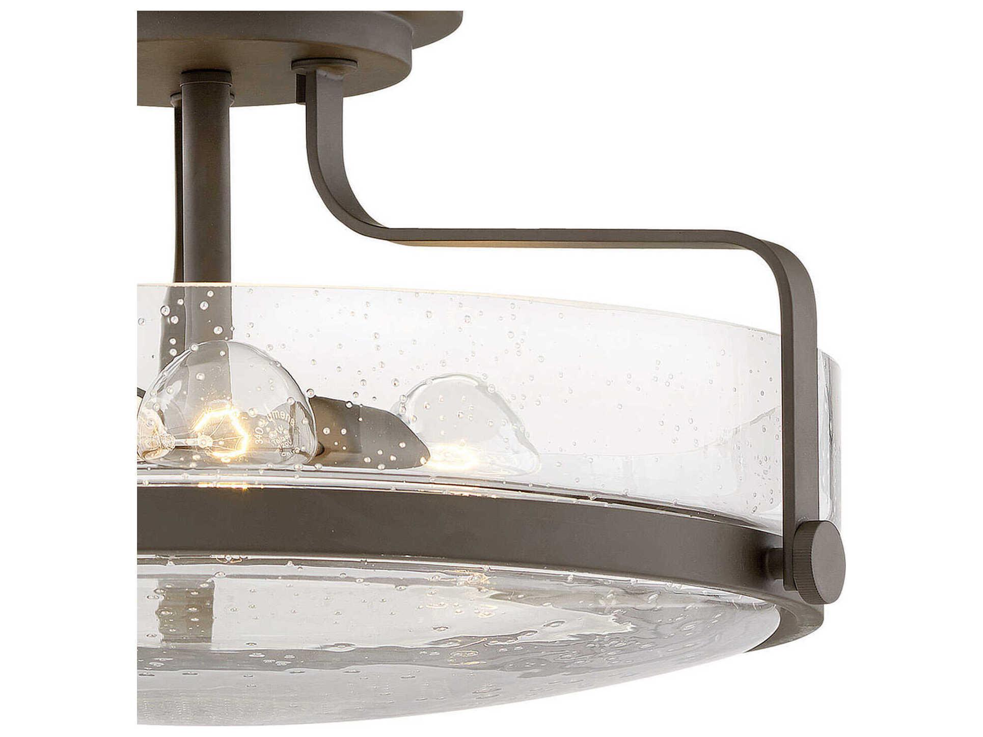 Hinkley Harper 3-Light Oil Rubbed Bronze Glass Drum Semi Flush Mount
