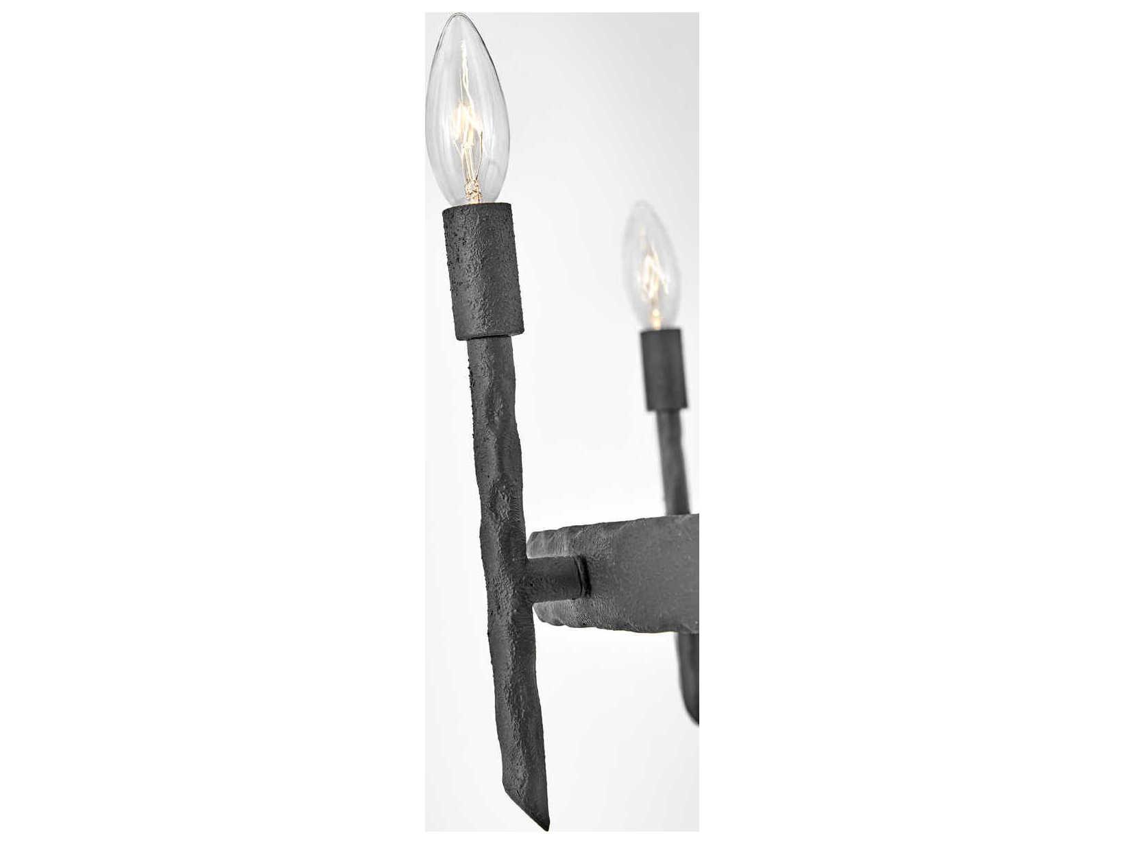 Hinkley Tress 6-Light Forged Iron Black Candelabra Chandelier