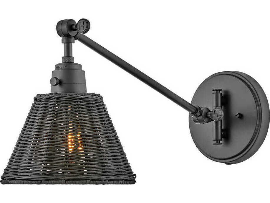 Hinkley Arti 1 - Light Swing Arm with Natural Rattan Shade