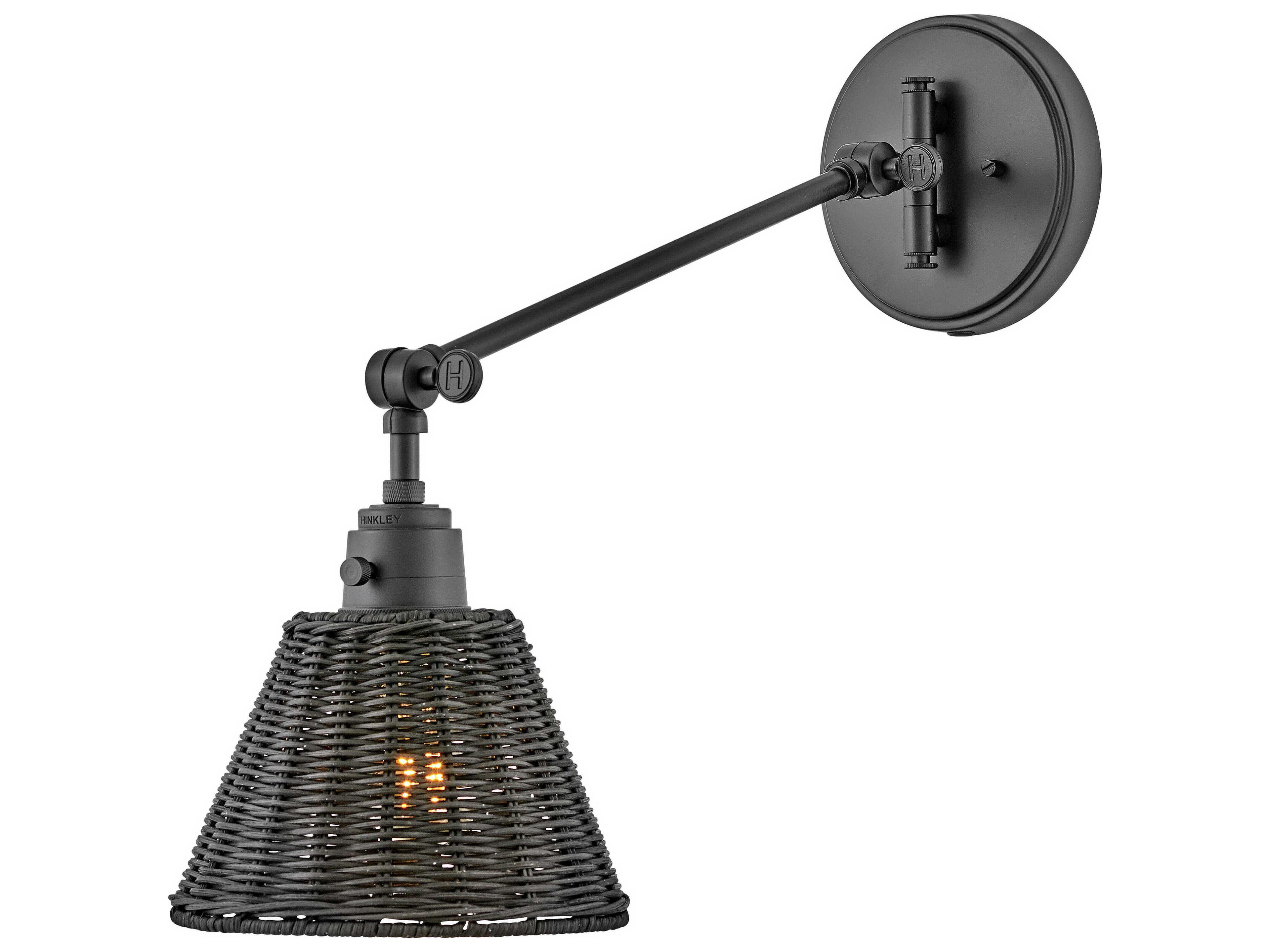 Hinkley Arti 1 - Light Swing Arm with Natural Rattan Shade