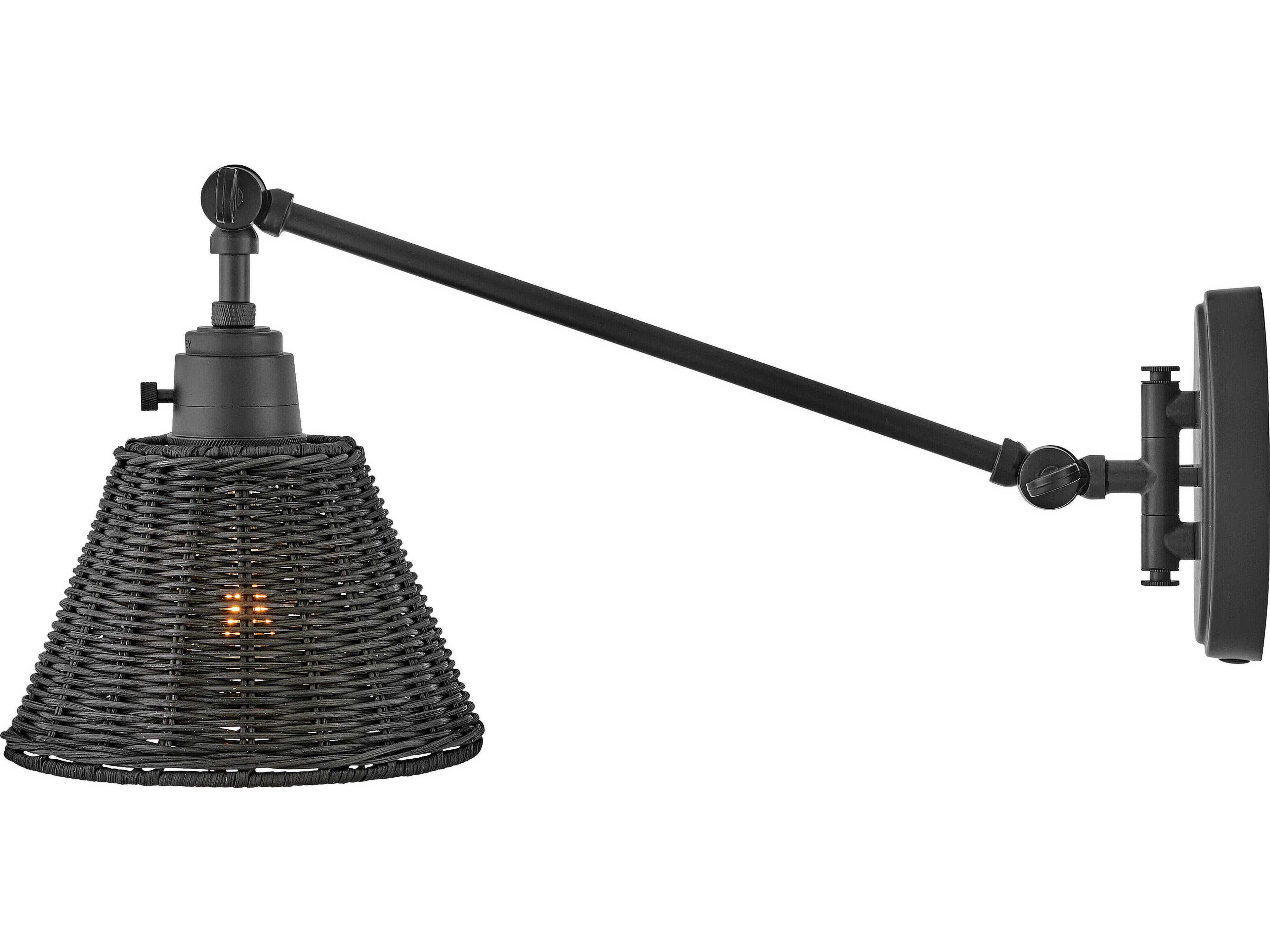 Hinkley Arti 1 - Light Swing Arm with Natural Rattan Shade