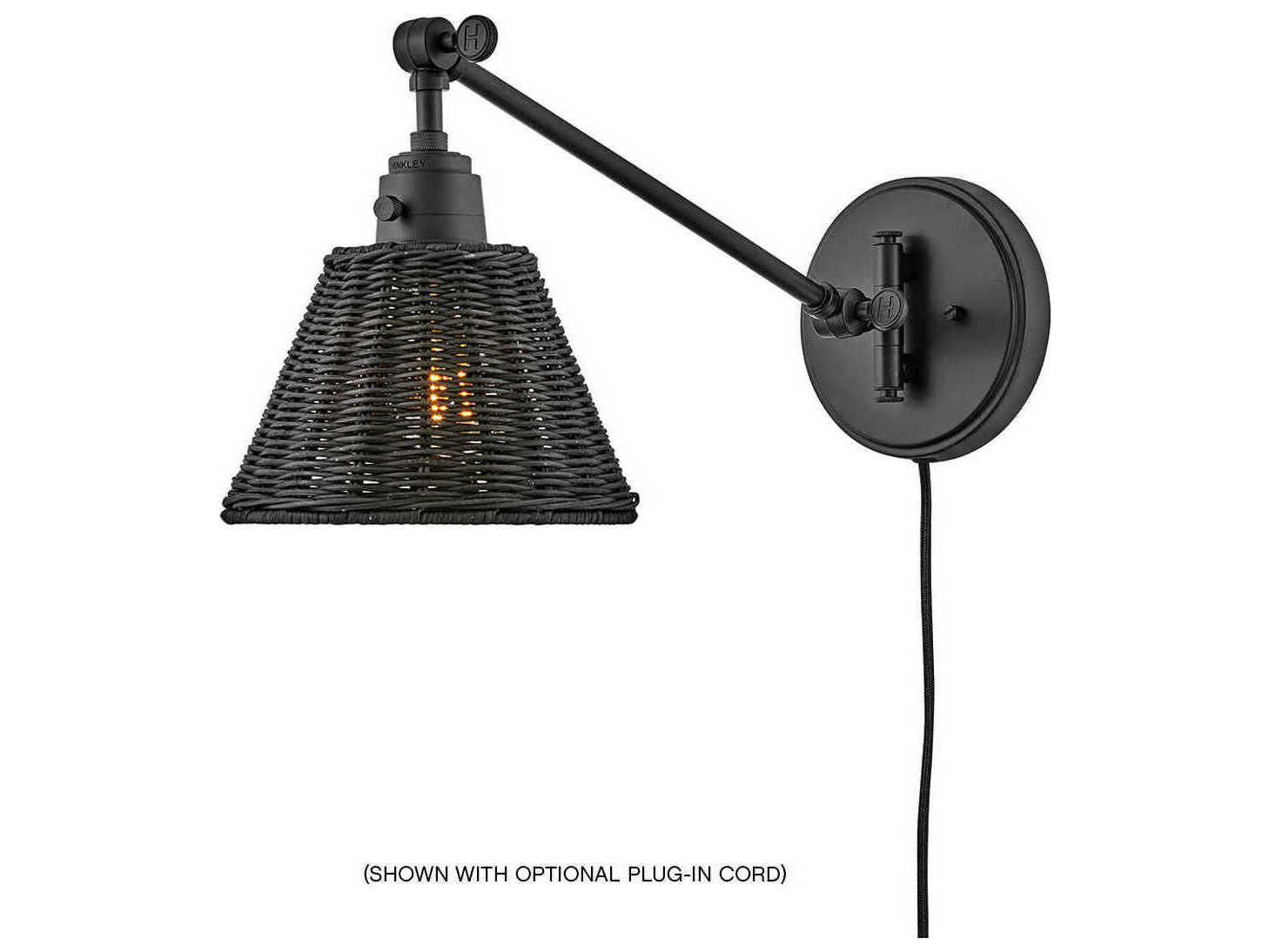 Hinkley Arti 1 - Light Swing Arm with Natural Rattan Shade