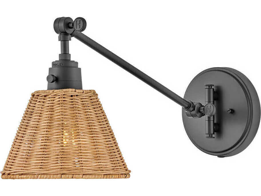 Hinkley Arti 1 - Light Swing Arm with Natural Rattan Shade