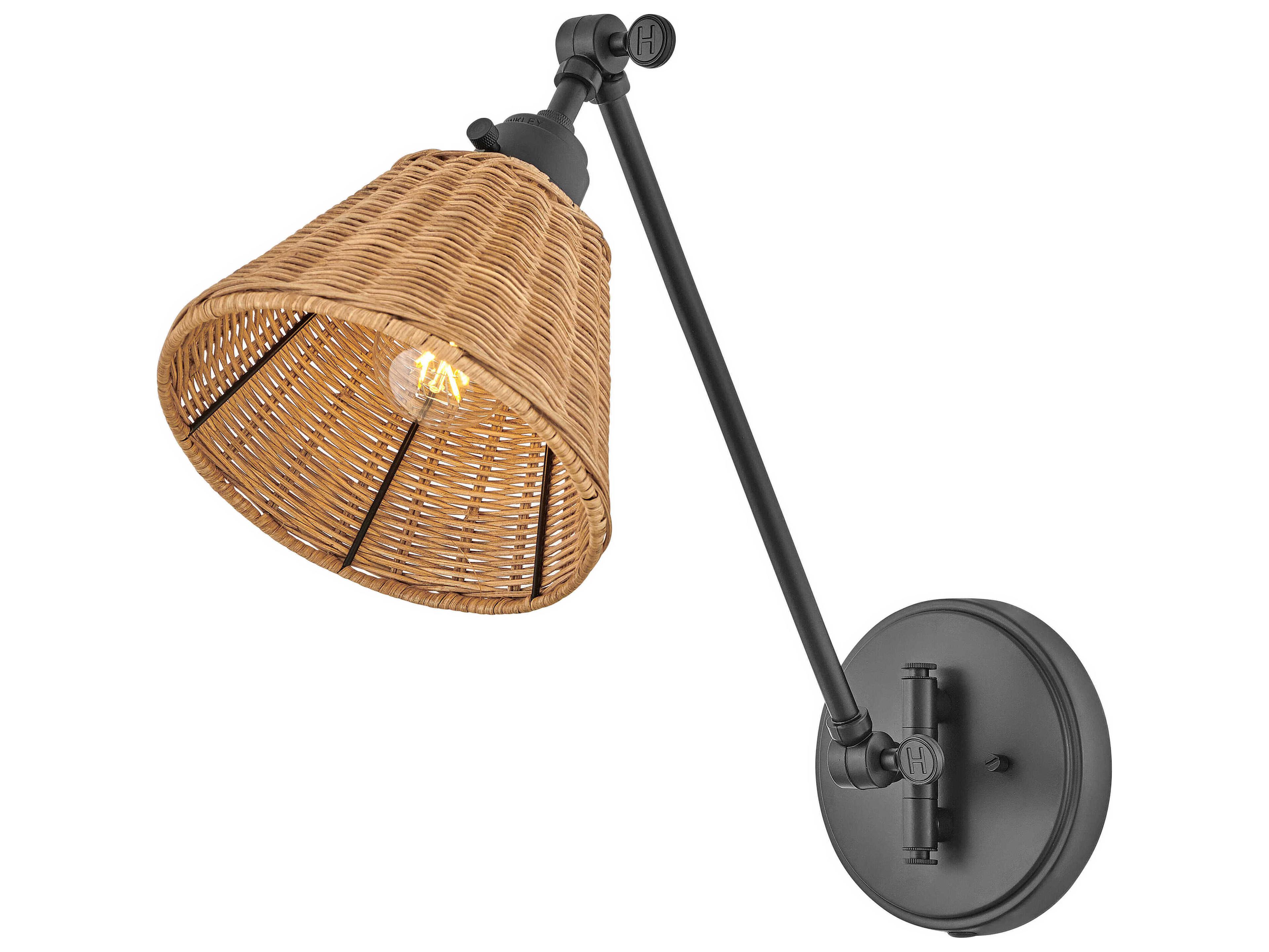 Hinkley Arti 1 - Light Swing Arm with Natural Rattan Shade