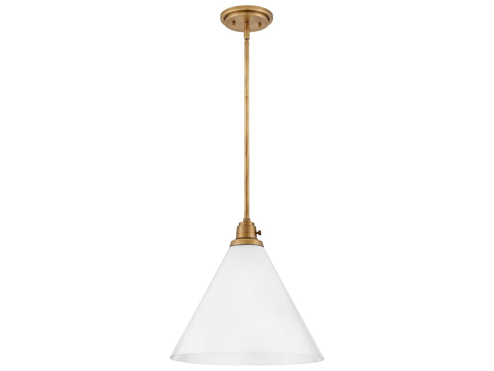 Hinkley Arti 1-Light Heritage Brass Glass Pendant