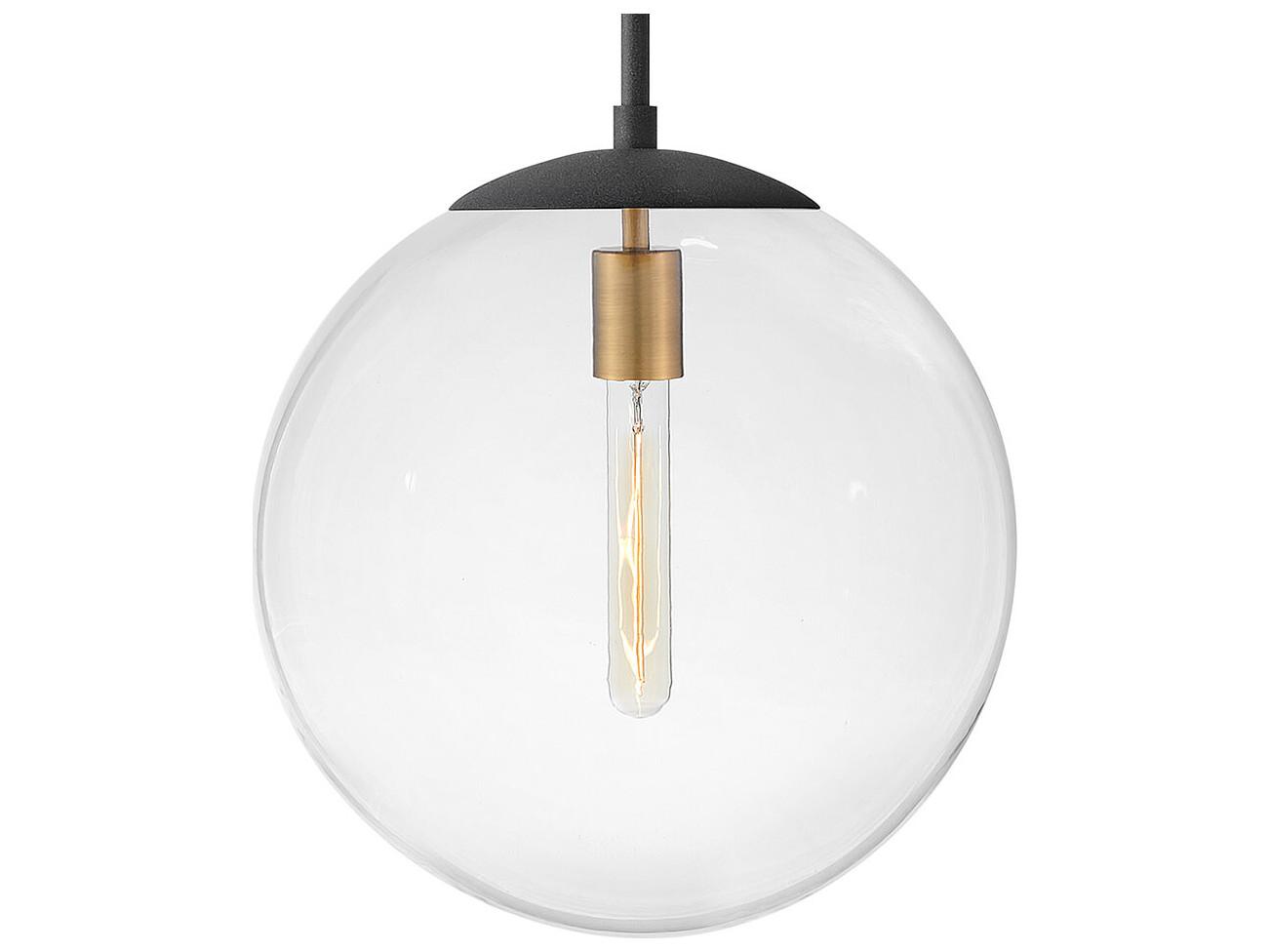 Hinkley Warby 1-Light Aged Zinc Black Glass Globe Pendant