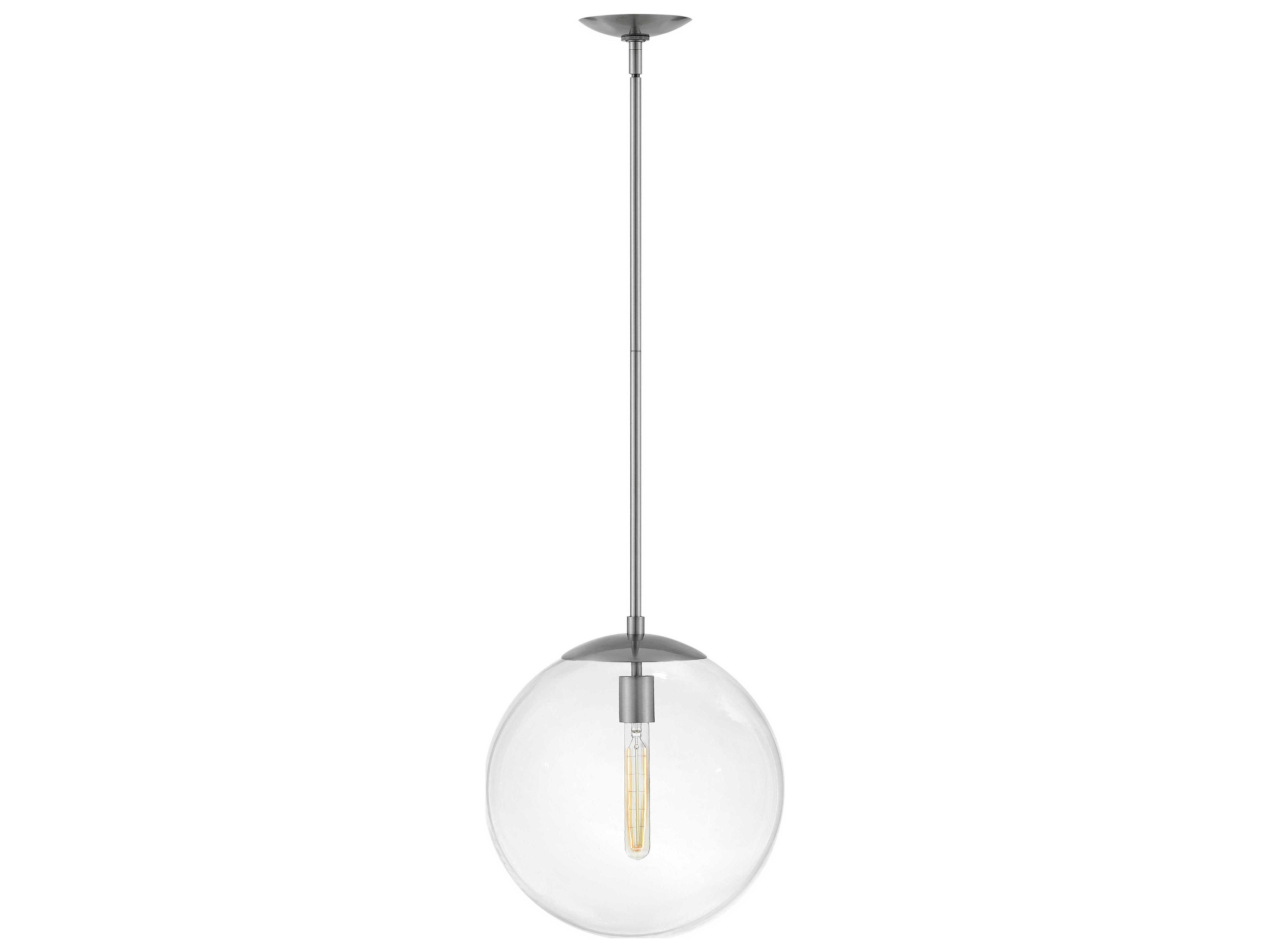Hinkley Warby 1-Light Polished Antique Nickel Glass Globe Pendant
