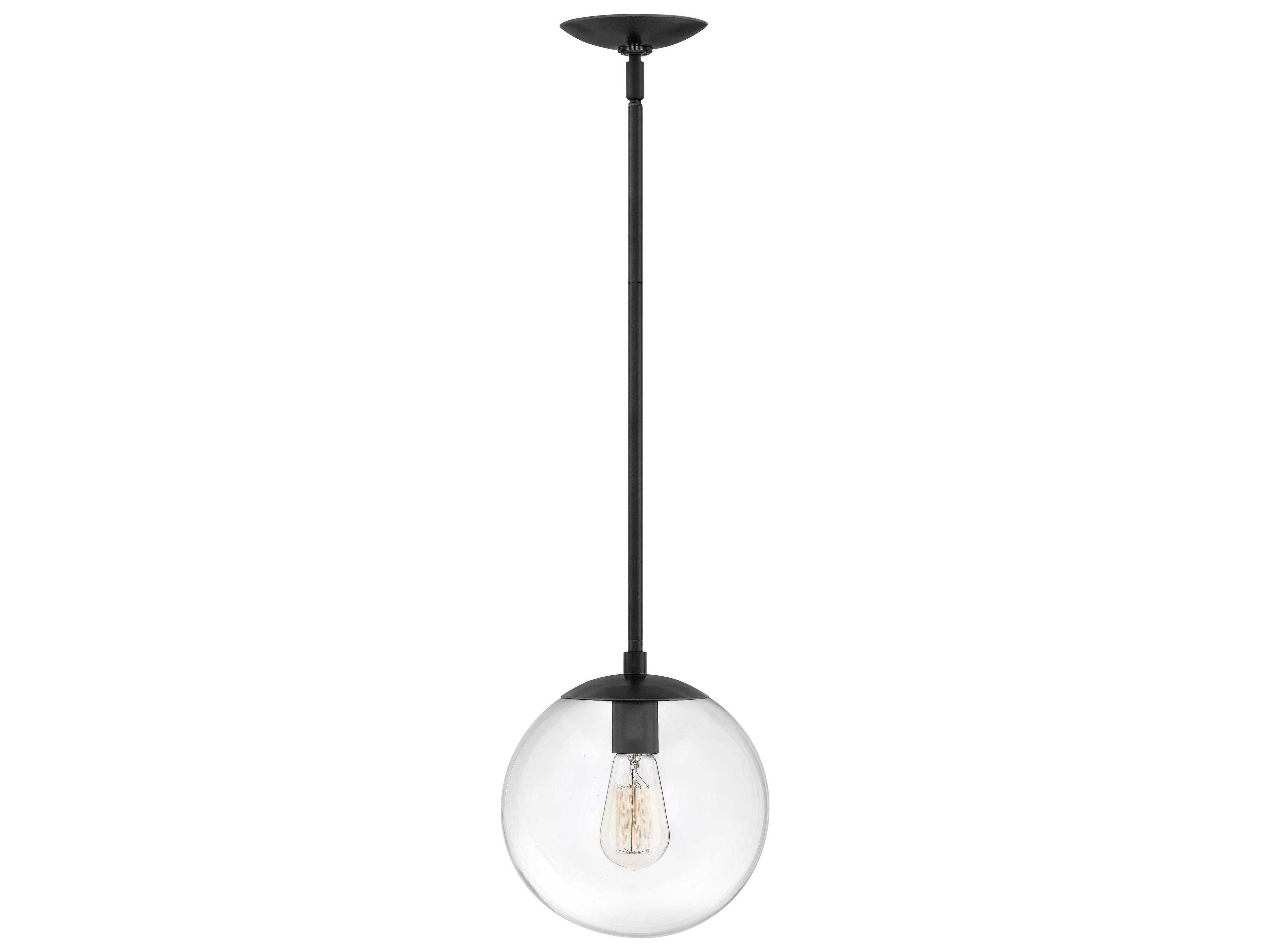 Hinkley Warby 1-Light Black Glass Globe Mini Pendant