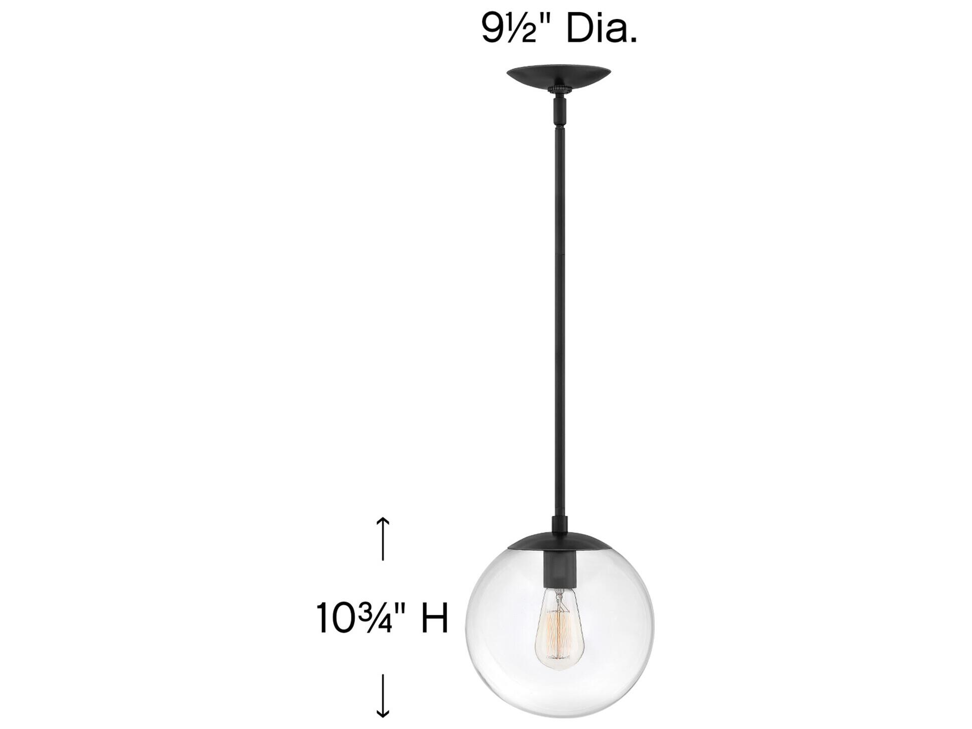Hinkley Warby 1-Light Black Glass Globe Mini Pendant