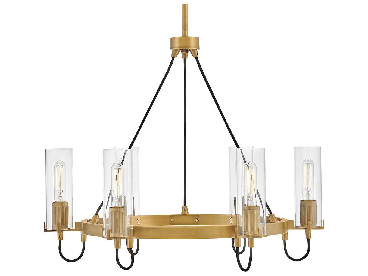Hinkley Ryden 6-Light Heritage Brass Cylinder Chandelier
