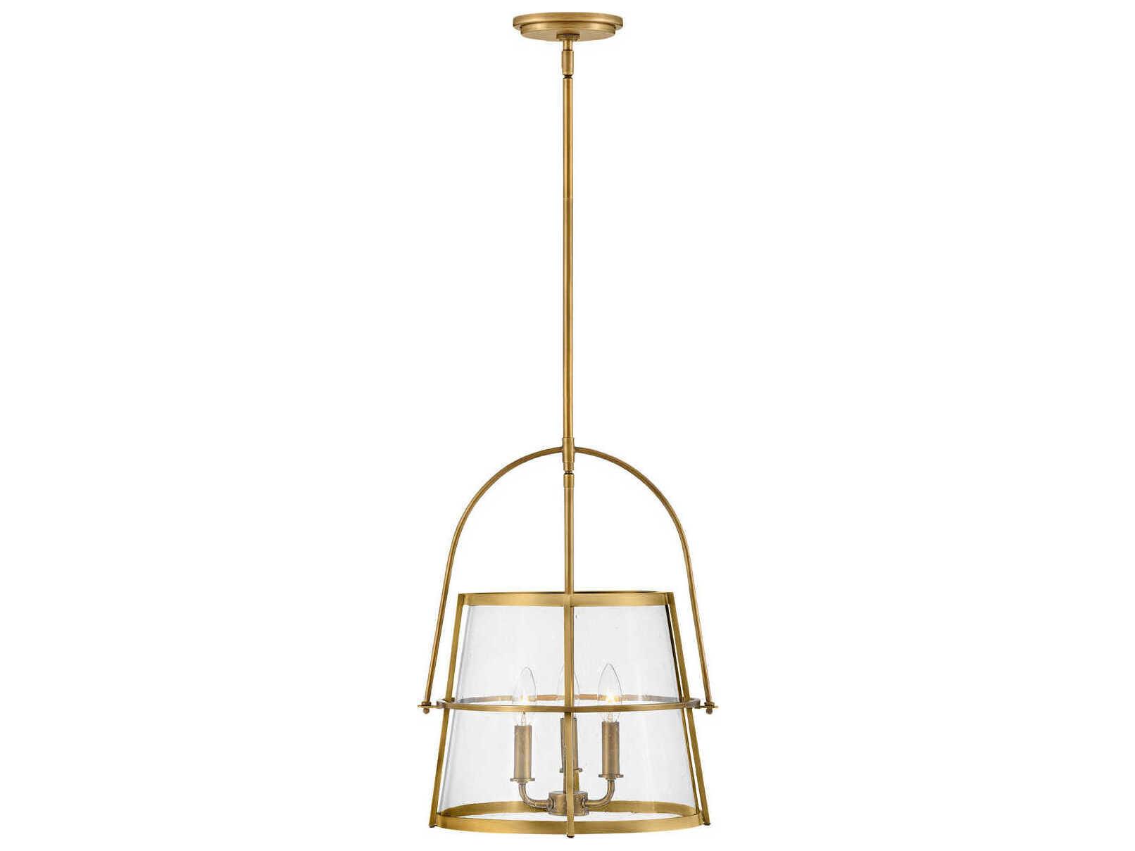 Hinkley Tournon 3-Light Heritage Brass Glass LED Pendant