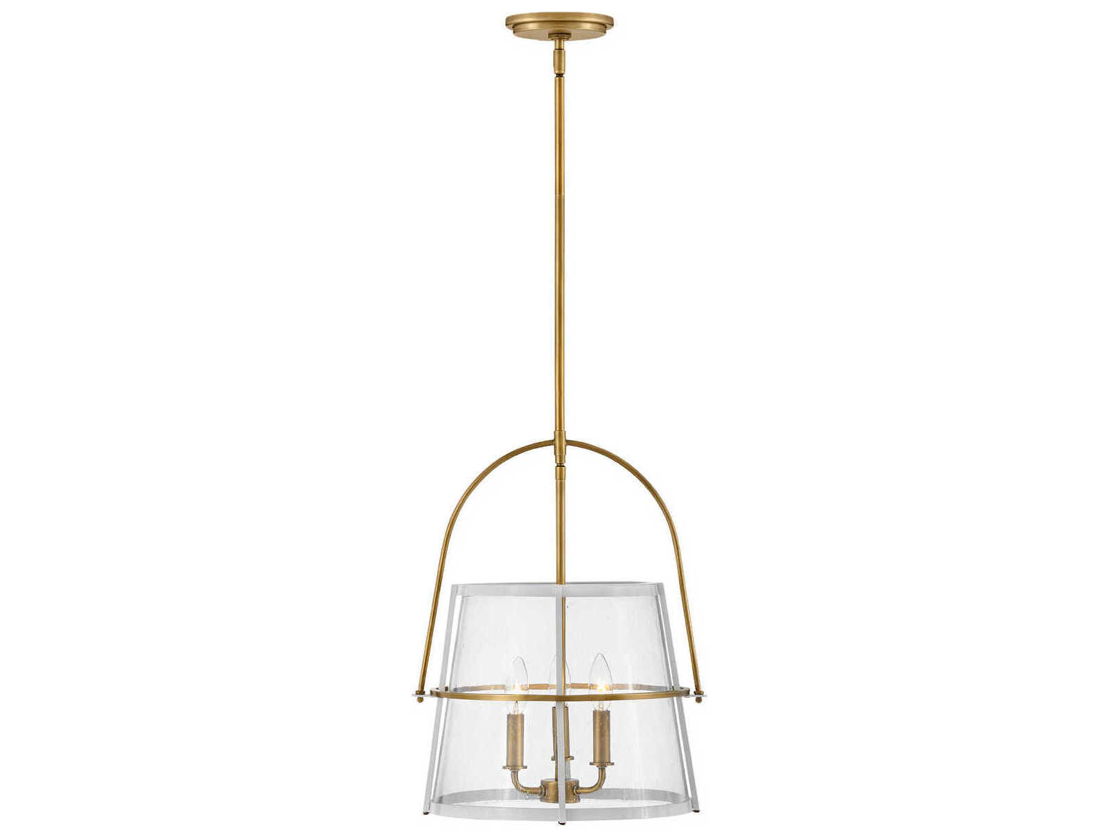 Hinkley Tournon 3-Light Heritage Brass Polished White Glass LED Pendant