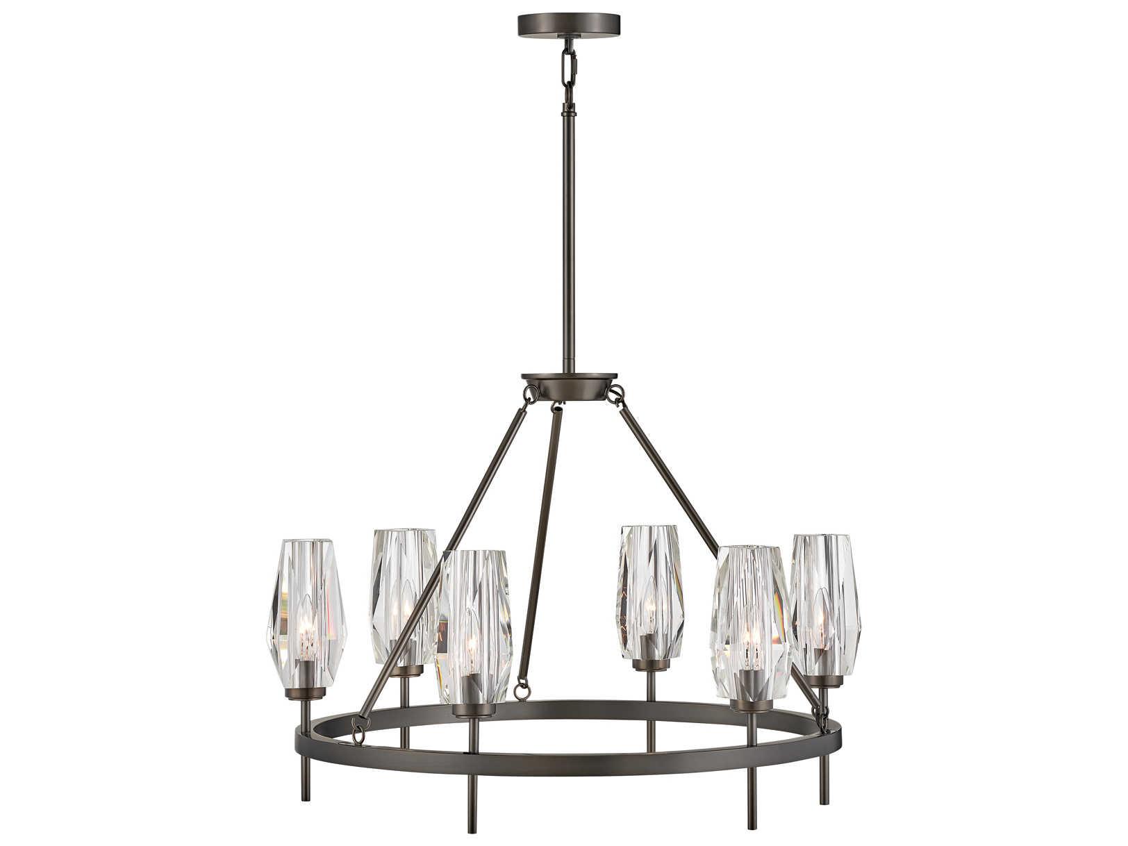 Hinkley Ana 6-Light Black Oxide Crystal Candelabra Chandelier