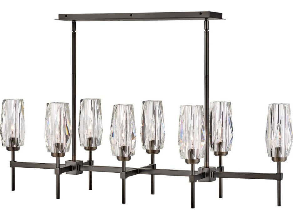 Hinkley Ana 8-Light Black Oxide Crystal Linear Island Pendant