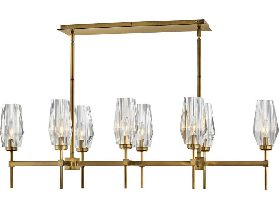 Hinkley Ana 8-Light Heritage Brass Crystal Bell Island Pendant
