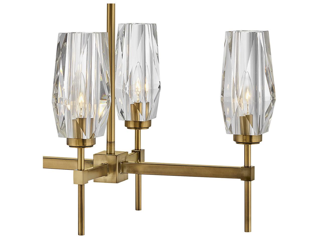 Hinkley Ana 8-Light Heritage Brass Crystal Bell Island Pendant