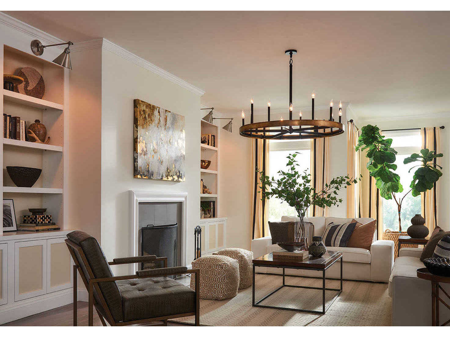 Hinkley Wells 15-Light Weathered Brass Black Candelabra Round Chandelier