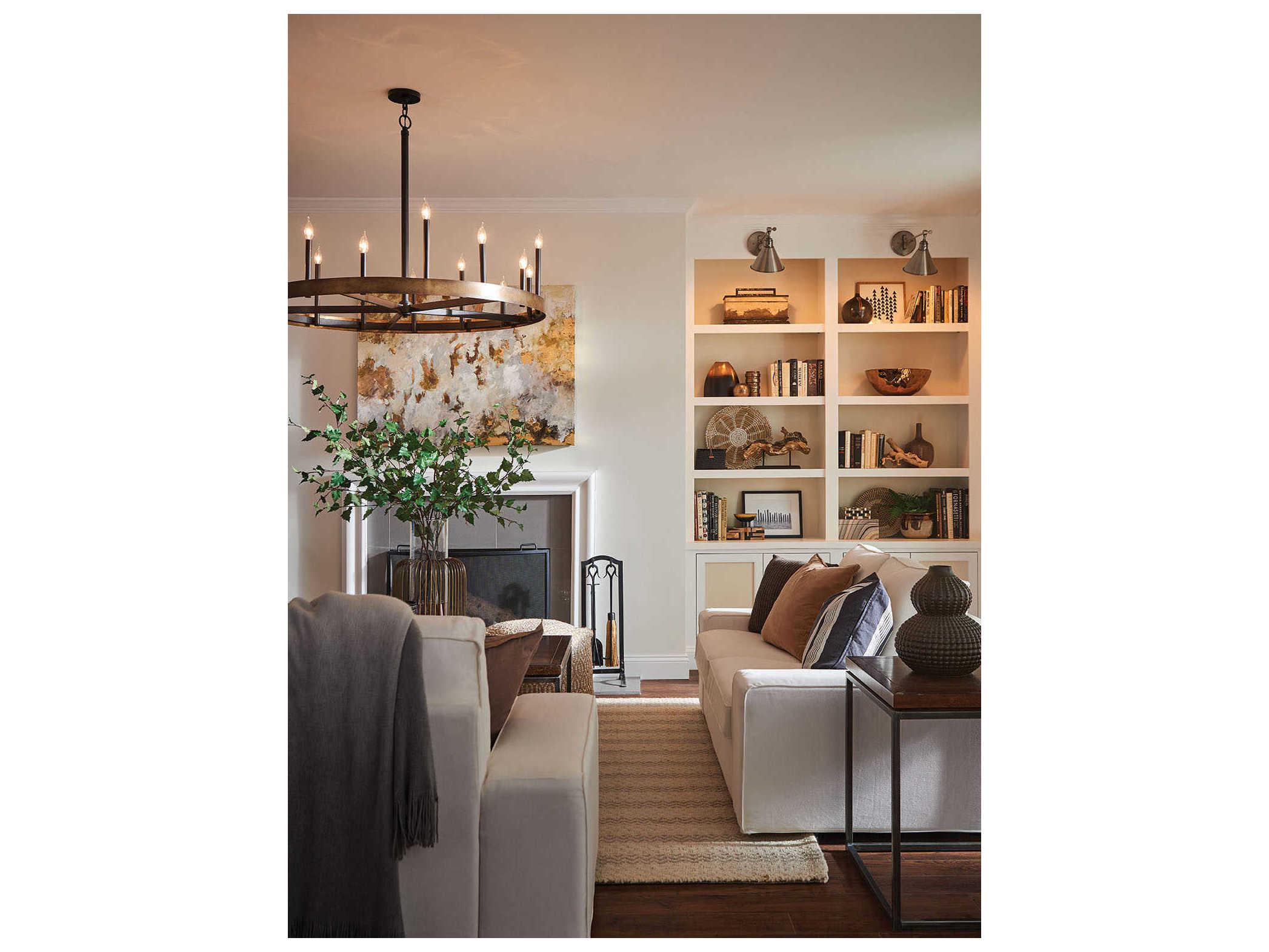 Hinkley Wells 15-Light Weathered Brass Black Candelabra Round Chandelier