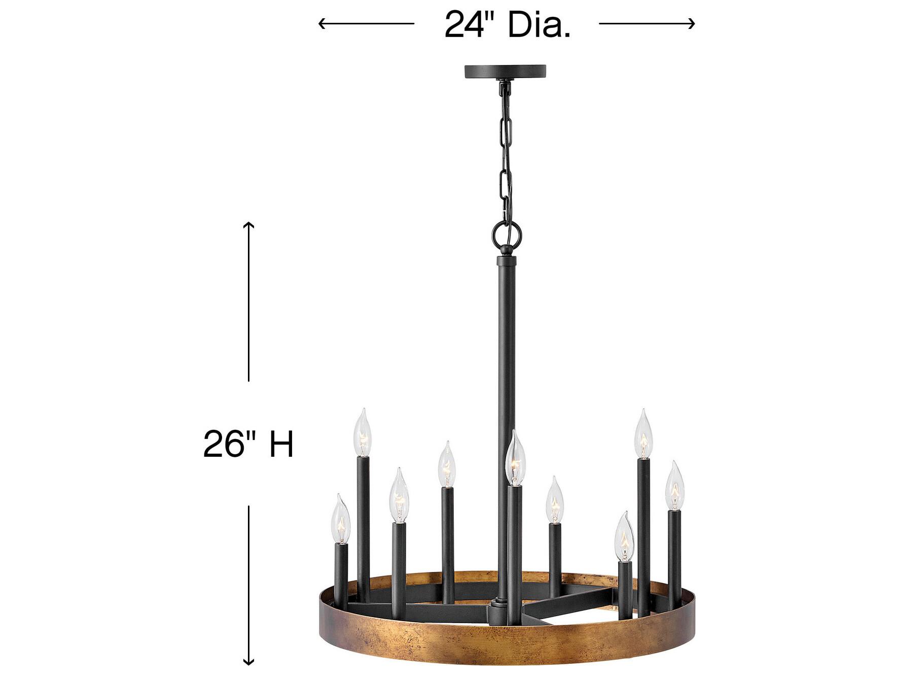 Hinkley Wells 9-Light Weathered Brass Black Candelabra Chandelier