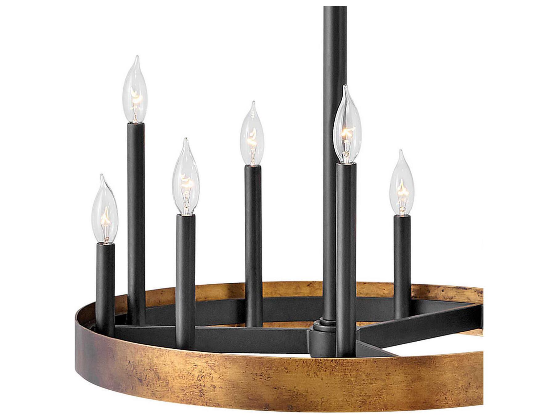 Hinkley Wells 9-Light Weathered Brass Black Candelabra Chandelier