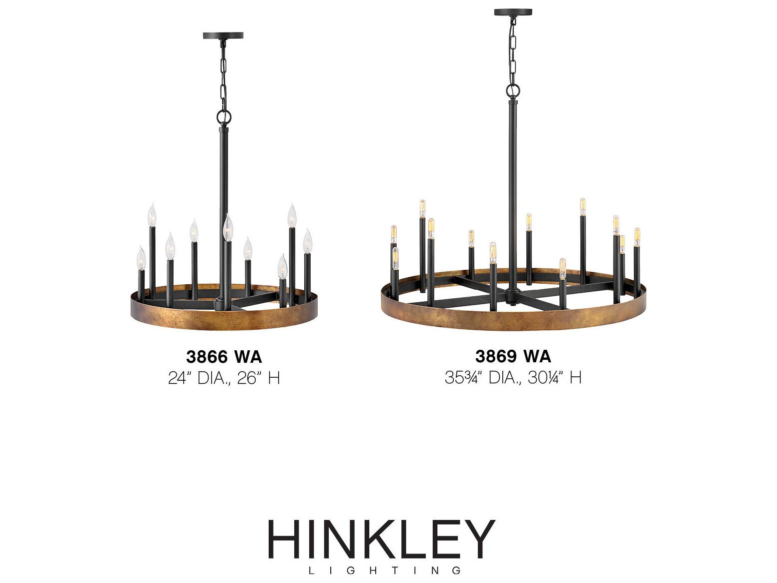 Hinkley Wells 9-Light Weathered Brass Black Candelabra Chandelier