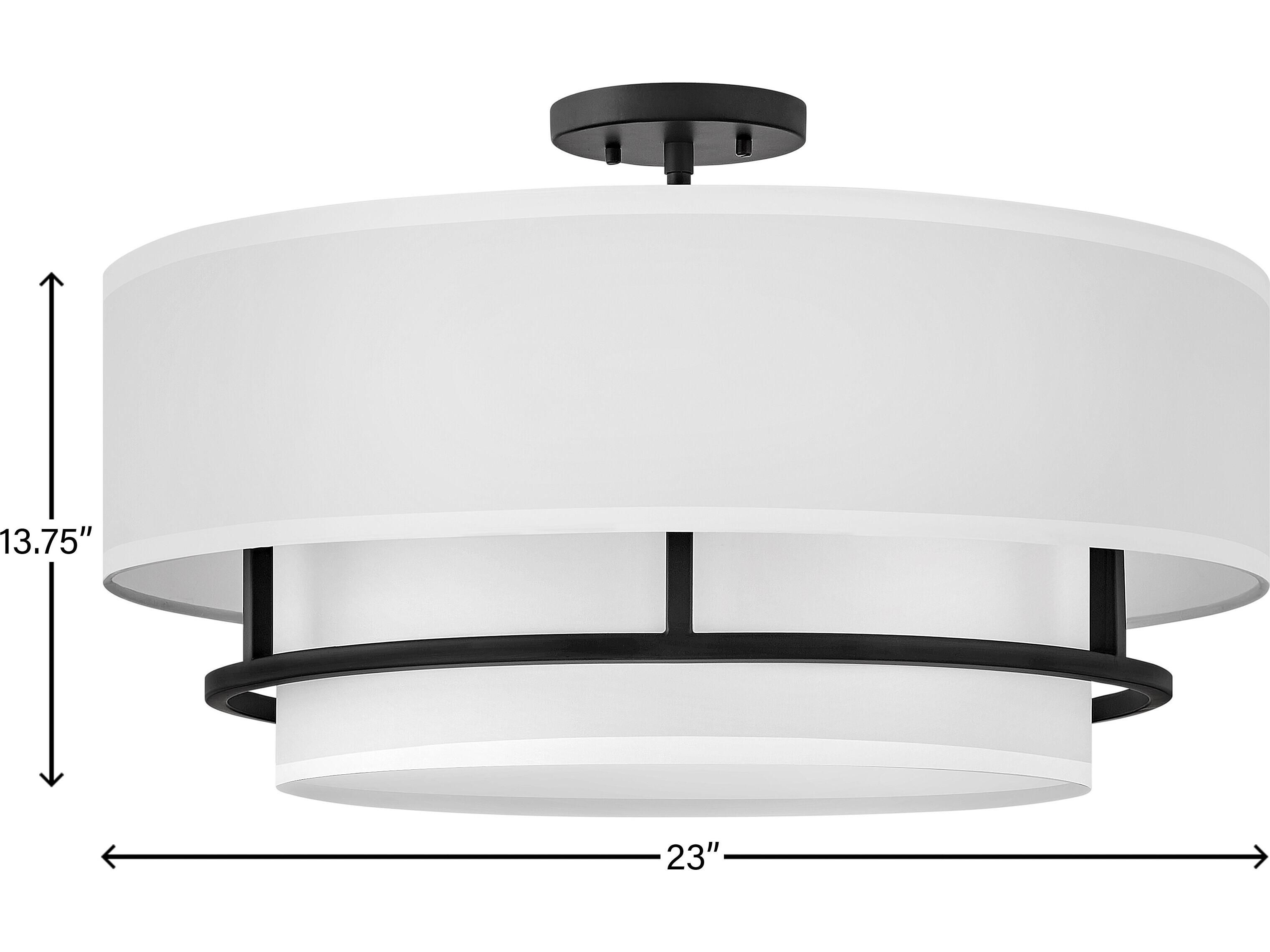 Hinkley Graham 4-Light Black White Drum Semi Flush Mount
