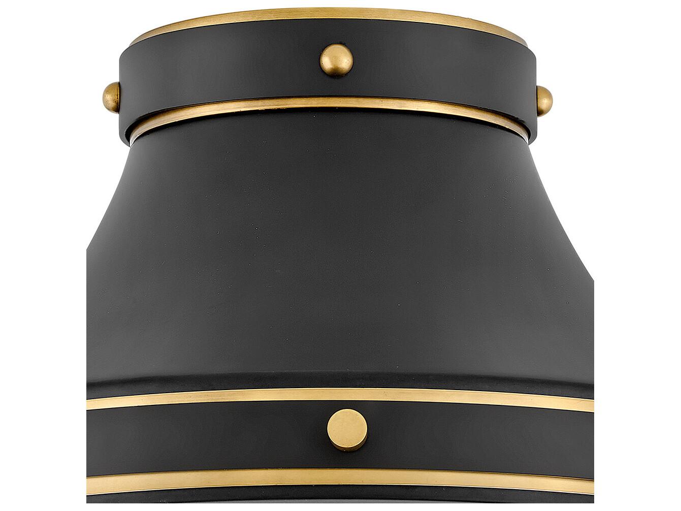 Hinkley Oliver 1-Light Black Heritage Brass Glass Bowl Flush Mount