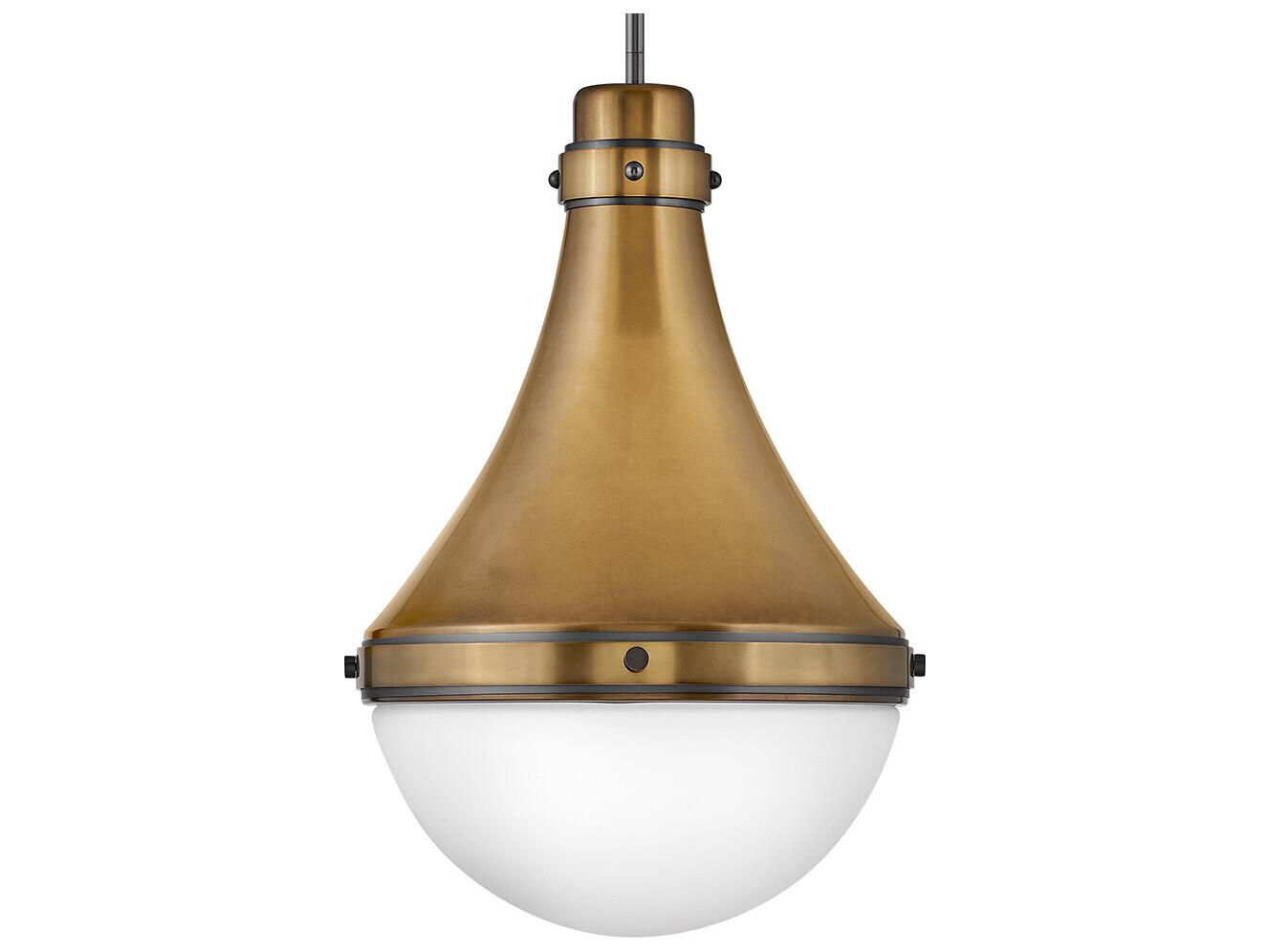 Hinkley Oliver 1-Light Heritage Brass Black Glass Globe Geometric Pendant