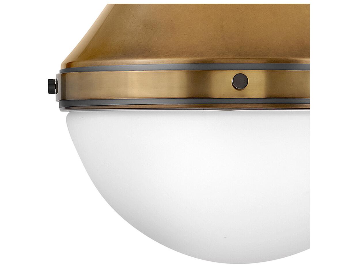 Hinkley Oliver 1-Light Heritage Brass Black Glass Globe Geometric Pendant