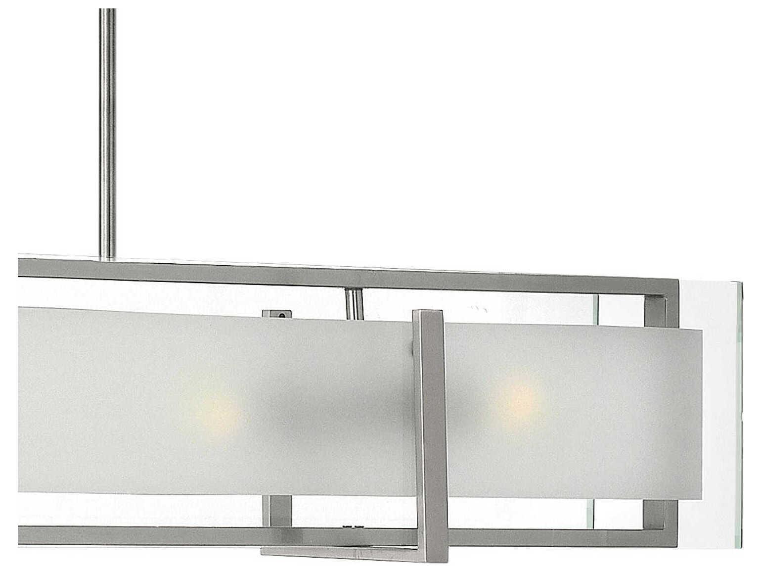 Hinkley Latitude 4-Light Brushed Nickel Glass Geometric Island Pendant