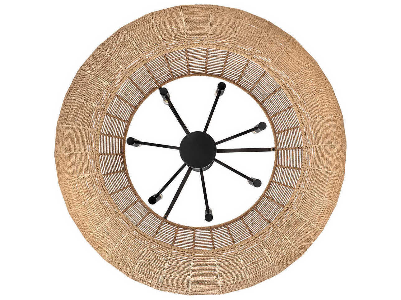 Hinkley Luca 7-Light Black Camel Rattan Candelabra Chandelier